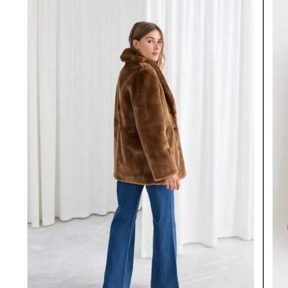& Other Stories Faux Fur Coat - Brown - US 2 - Picture 3 of 10